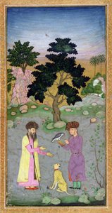 الصقر مع رفيق وصبي حيوان أليف ، من ألبوم Clive الصغير ، c.1610-15 (مرحاض غير شفاف على الورق) بواسطة مدرسة موغال