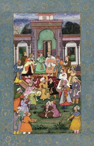 مجموعة من الدراويش الدوامة ، من ألبوم Clive الكبير ، c.1595 (مرحاض غير شفاف مع ذهب على ورق) بواسطة مدرسة موغال