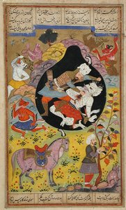 رستم يذبح Div الأبيض ، 1608 بواسطة مدرسة موغال