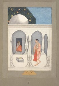محمد فقير الله خان سيدة تزور مزارًا سيفيًا، حوالي عام 1750 (غواش على ورق) بواسطة محمد فقير الله خان