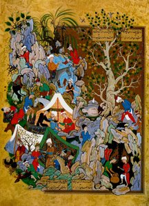 ورقة من هفت أورانج سبعة عروش ، لجامي ، 1539-1543. بواسطة مظفر علي