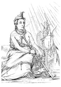 صورة لموكاسين أسود ، رئيس Minnetarees ، 1841. بواسطة مايرز وشركاه