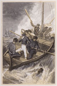 Nelson put on board his ship during a storm (coloured engraving) بواسطة مايلز بيركت (بعد) فوستر