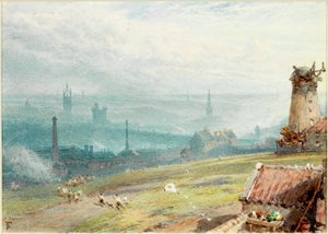نيوكاسل أبون تاين من Windmill Hills ، Gateshead (لون الجسم والألوان المائية على الورق (ملصقة على متن الطائرة)) بواسطة مايلز بيركت فوستر