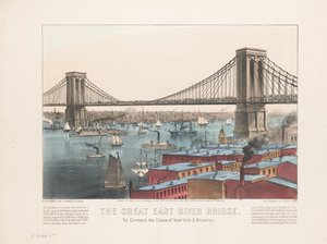 جسر East River العظيم: لربط مدينتي نيويورك وبروكلين ، c.1872