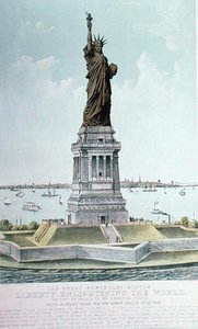 تمثال بارتولدي العظيم ، الحرية تنوير العالم (لون ليثو) بواسطة كوريير وآيفز