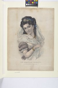 امرأة سمراء جميلة (طباعة حجرية ملونة باليد)