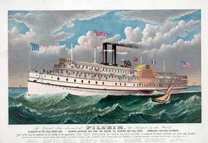 The Grand New Steamboat Pilgrim ، c.1883 (لون ليثو) بواسطة كوريير وآيفز