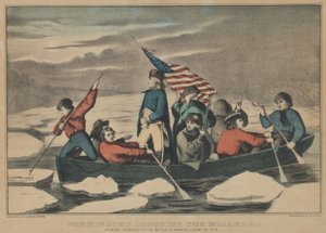 واشنطن تعبر ديلاوير في المساء السابق لمعركة ترينتون ، 5 ديسمبر 1776 بواسطة كوريير وآيفز
