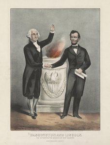 واشنطن ولينكولن. الأب ومخلص بلادنا حوالي 1865 (طباعة حجرية ملونة) بواسطة كوريير وآيفز