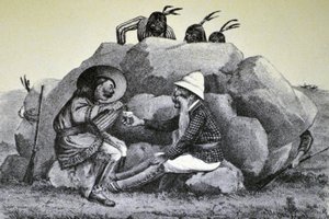 Currier & Ives Illustration القرن التاسع عشر. عواء على مسار الحرب بواسطة N. and Ives، JM Currier