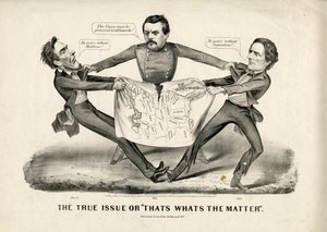 القضية الحقيقية أو هذه هي المسألة ، 1864 بواسطة N. and Ives، JM Currier