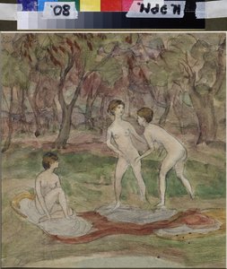 السباحون. عمل لناديجدا سيرجيفنا بسيشيفا (1881-1913) ، لوحة مائية على ورق بواسطة ناديجدا بسيشيفا