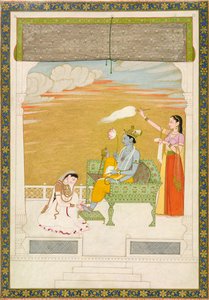 لاكشمي يقوم بتدليك قدم فيشنو ، كاليفورنيا. 1765-1770. التأليف: نينسوخ ، مانجو. بواسطة نينسوخ مانجو