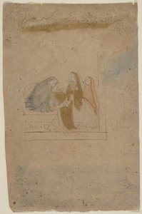 سيدة مع الحضور ، كاليفورنيا. 1775-80. بواسطة Nainsukh