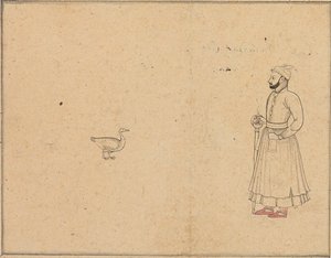 رجا بالوانت ديف سينج والبجعة ، 1750-55 بواسطة Nainsukh