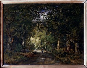 الطريق تحت الرسم الخشبي لنارسيس دياز دي لا بينا (1807-1876) القرن التاسع عشر. 0،24 × 0،32 م
