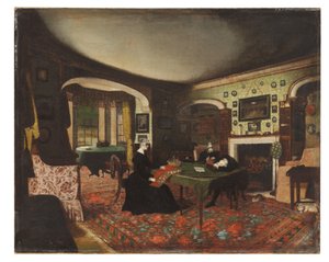 القس تشارلز كراولي نائم أثناء كتابة خطبته (زيت على قماش) بواسطة ناثان هيوز