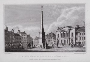 Ripon Market Place and Town Hall (engraving) بواسطة ناثانيال (بعد) ويتوك