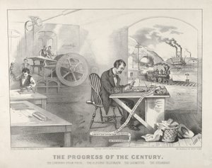 تقدم القرن - مكبس بخار البرق. التلغراف الكهربائي. The Locom ... ، 1876. المؤلفون: ناثانيال كوريير ، وجيمس ميريت آيفز ، وكرير ، وآيفز.