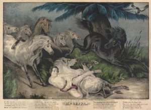 Mazeppa ، لوحة 3 (محاطة بالخيول البرية) بواسطة ناثانيل كورير
