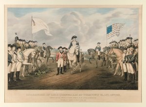 استسلام كورنواليس في يوركتاون ، فيرجينيا 19 أكتوبر 1781 / من اللوحة الأصلية للكولونيل ترمبل ، التي رسمها جون ترمبل بواسطة ناثانيل كورير
