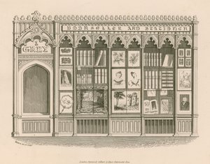 تصميم واجهة متجر قوطي لبائع الكتب والقرطاسية ، مصمم للتهرب من قيود الإيجار على واجهة المتجر العادية