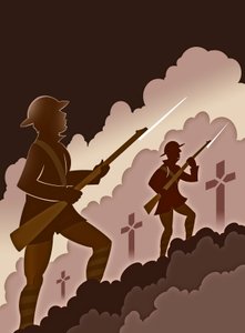 جنود الحرب العالمية الأولى بالحراب - الخارجين من الخنادق