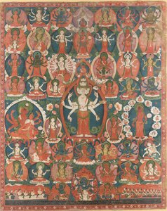 A Paubha من Avalokiteshvara ذو أحد عشر رأسًا بواسطة المدرسة النيبالية