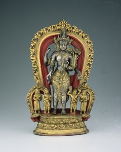 Jatamukuta Lokesvara، Khasa Malla Kingdom (1100-1484) (مذهب لا يتجزأ وسبائك النحاس والصباغ)