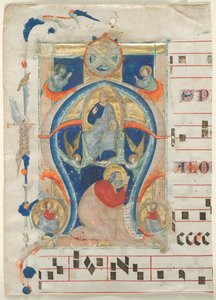 جزء من Antiphonary مع الأحرف الأولى التاريخية (أ): المسيح في الجلالة