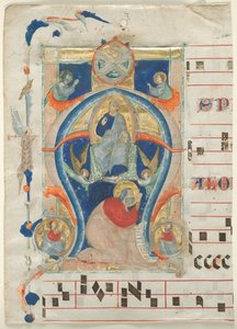 جزء من Antiphonary مع بداية تاريخية أ: المسيح في الجلالة ، 1308.