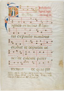 القديسة أغنيس في البداية التاريخية "V" من Antiphonary