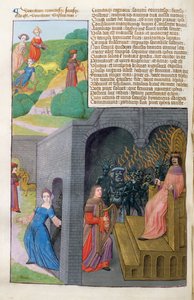 Ms 324 f.101 ضد Orpheus و Eurydice ، و Cerberus و Pluto ، من Metamorphoses 10 بواسطة Ovid ، 1479 بواسطة المدرسة الهولندية
