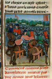 النسخة الملكية 18 E.II ، صفحة 411v ، تمرد ضد هنري الرابع (1367-1413) من الكتاب الرابع من "Chroniques de France et d