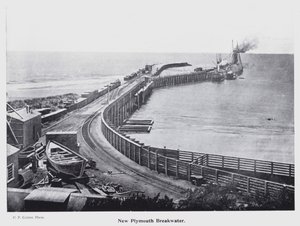 نيو بلايموث ، نيوزيلندا: New Playmouth Breakwater (b / w photo) بواسطة مصور نيوزيلندا