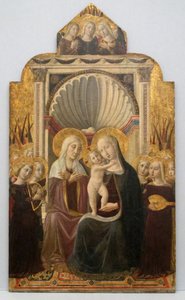 القديسة حنة والعذراء والطفل متوجًا بالملائكة ، كاليفورنيا. 1458-61. بواسطة نيكولو دا فولينيو