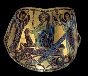 أرميلا: القيامة. سوار احتفالي من النحاس والمينا من Meuse. ورشة عمل نيكولاس فردان (حوالي 1130 / 50-1205) العصور الوسطى ، كاليفورنيا. 1170-1180. باريس ، متحف اللوفر بواسطة نيكولاس فردان