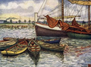 النرويج: Trondhjem ، Old Boats (color litho) بواسطة نيكو جونجمان