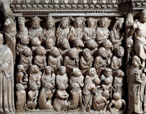 Last judgment, the elected, detail from the Pulpit بواسطة نيكولا بيسانو