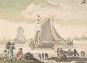 منظر بحري مع ستة أشكال في المقدمة ، 1733-1793. بواسطة نيكولاس أرتمان