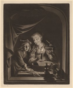 خادمة مع مصيدة فئران بواسطة Nicolaas Verkolje after Gerrit Dou