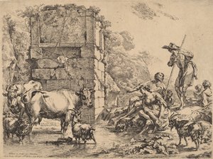 شرب البقر ، 1680. بواسطة نقولاس بيرشم