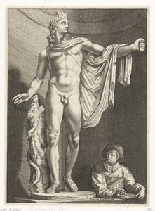 أبولو بلفيدير Apollo Pythivs (العنوان على الكائن) ثلاثة تماثيل أثرية في روما بعد جولتزيوس (عنوان السلسلة) بواسطة نيكولايس دي بروين