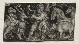 أورفيوس الساحرة للحيوانات ، 1594. بواسطة نيكولايس دي بروين