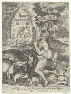 الابن الضال مثل قطيع الخنازير Pasceret vt siliquis ventrem يملأ pascere porcos (العنوان على الكائن) قصة الابن الضال (عنوان المسلسل) بواسطة نيكولايس دي بروين