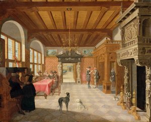 داخل قاعة بأشكال ، 1621 بواسطة Nicolaes de Gyselaer