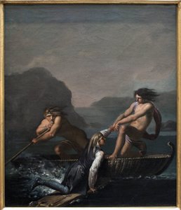 حطام السفينة نيلز كليم أنقذ من قبل اثنين من Quamites. مقتطف من رحلة تحت الأرض بقلم نيلز كليم