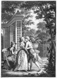 قبلة الحب الأولى ، رسم توضيحي من "La Nouvelle Heloise" لجان جاك روسو (1712-1778)