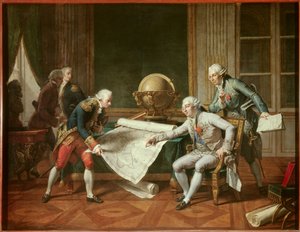 ملك فرنسا لويس السادس عشر (1754-1793) يعطي تعليمات للكابتن جان فرانسوا غالوب ، إيرل لابيروز (جان فرانسوا لابيروس